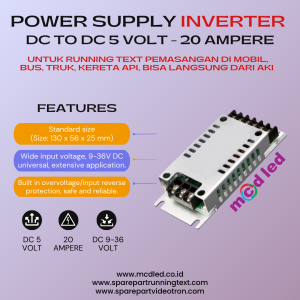 POWER SUPPLY INPUT DC 9 – 36 VOLT OUTPUT 5 VOLT 20 AMPERE UNTUK MOBIL BUS TRUK – 5V – 20A