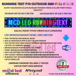 RUNNING TEXT P10 LED SMD OUTDOOR RGB FULL COLOR UKURAN LED 16X192 CM UKURAN BOX 20X196 CM